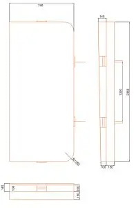 Ritning på slutdel (74 cm) till swimspalock