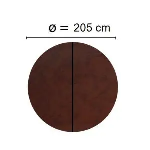 Brunt Spalock med en diameter på 205 cm