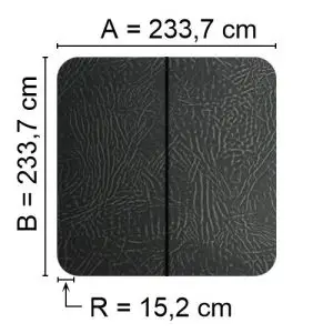 Grått Spalock 233,7 cm x 233,7 cm med en hörnradie på 15,2 cm