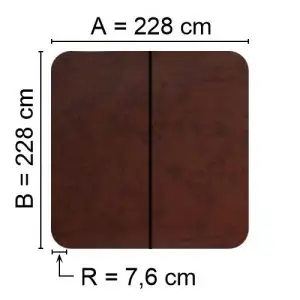 Brunt Spalock 228 cm x 228 cm med en hörnradie på 7,6 cm