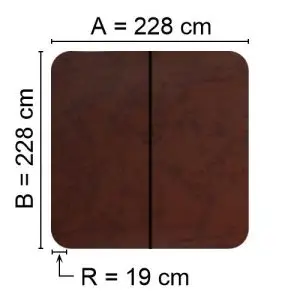 Brunt Spalock 228 cm x 228 cm med en hörnradie på 19 cm