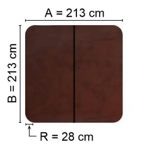 Brunt Spalock 213 cm x 213 cm med en hörnradie på 28 cm