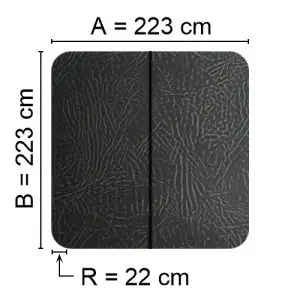 Grå Spalock 223 cm x 223 cm med en hjørneradius på 22 cm