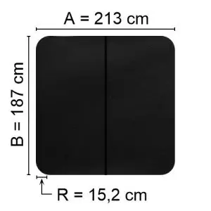 Svart Spalock 213 cm x 187 cm med en hörnradie på 15,2 cm
